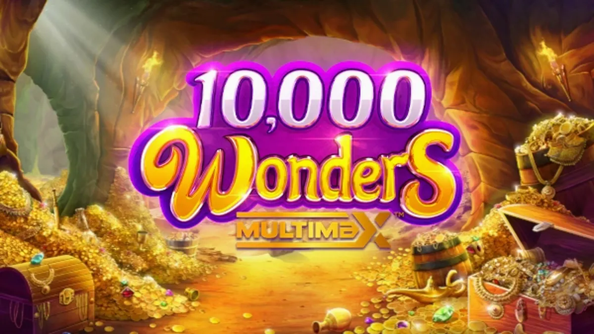 Interface visual e símbolos do slot 10,000 Wonders Multimax